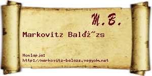 Markovitz Balázs névjegykártya